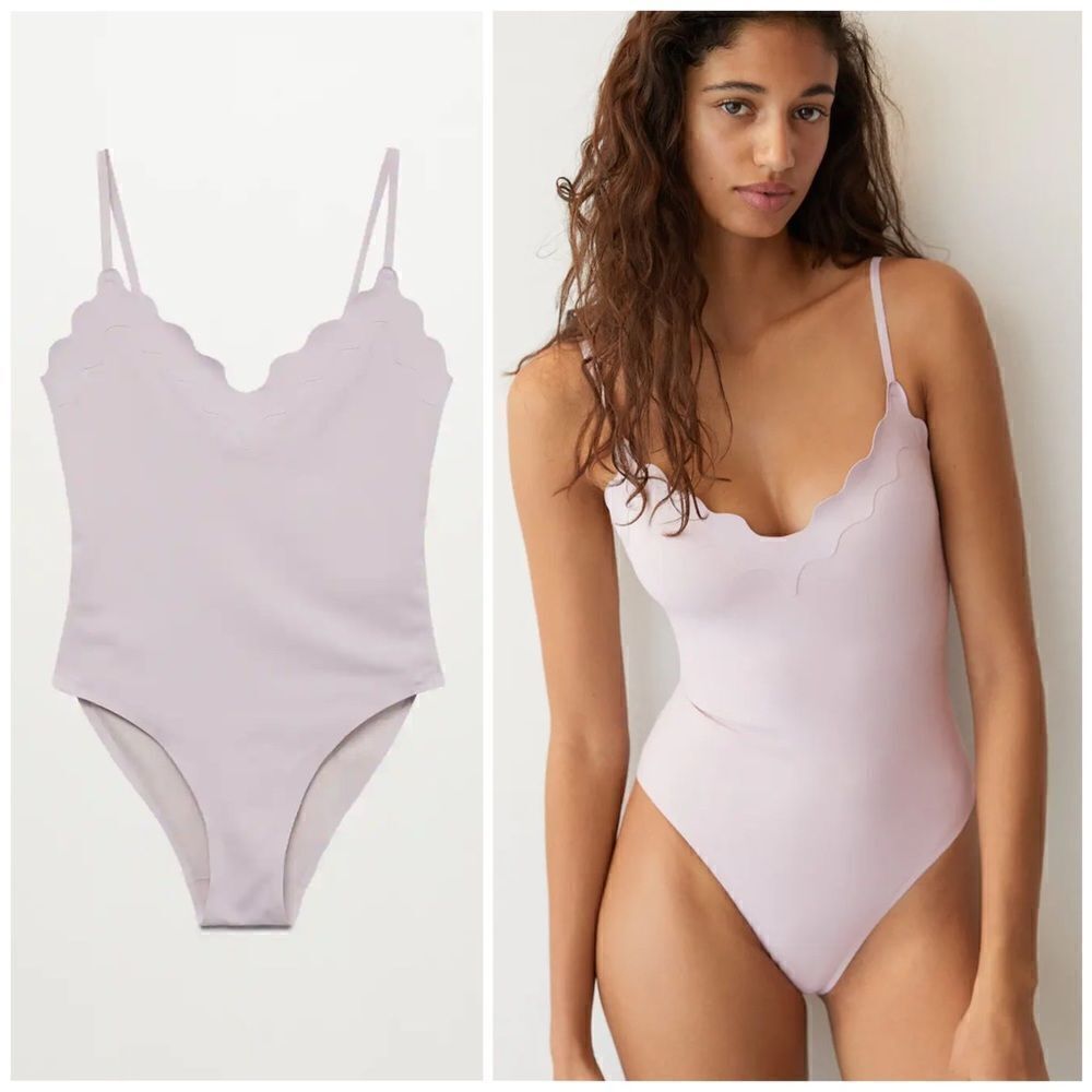 Mango One Piece Swimsuit Scalloped New